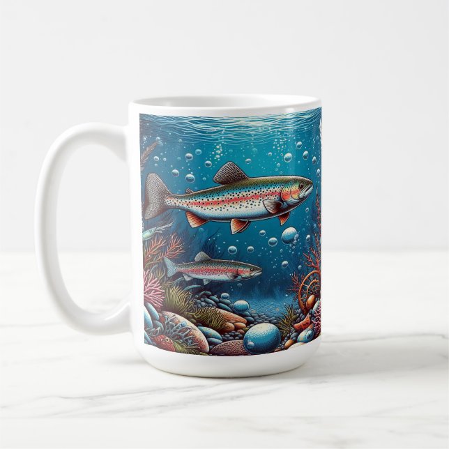 Caneca De Café Cena Submarina com Truta (Esquerda)