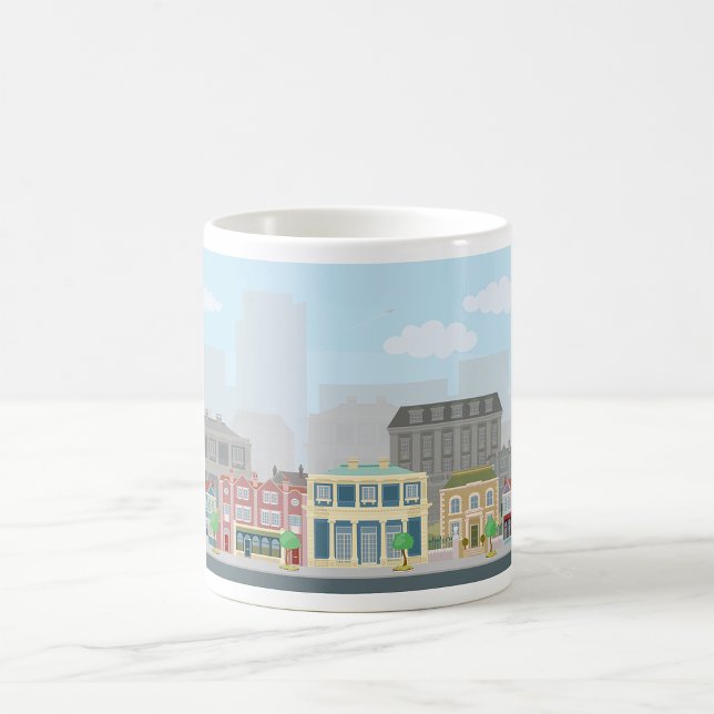 Caneca De Café Cena Urbana Colorida da Cidade Europeia (Criador carregado)