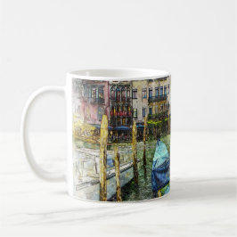 Caneca De Café Cenário Colorido de Veneza Itália Pintura de Gôndo
