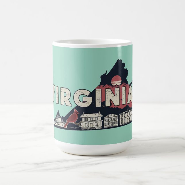 Caneca De Café Cenário da Silhueta Retro da Virgínia  (Centro)