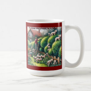 Caneca De Café Cenário de Cordeiros: Arte de Topiaria Ficou Lanos