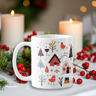 Caneca De Café Cenário de inverno escandinavo Férias de Natal