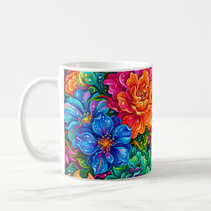 Caneca De Café Cenário Floral Vibrante – Boho Tropical