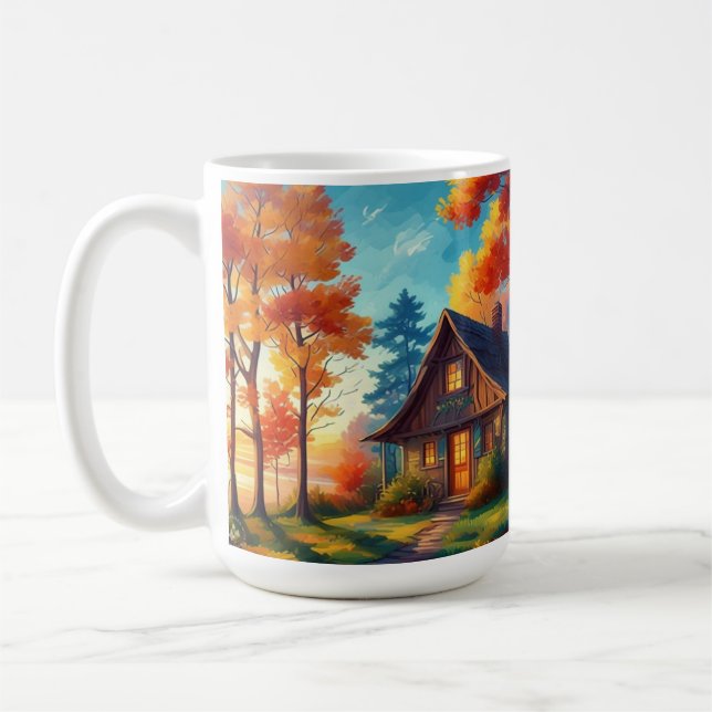 Caneca De Café Cenário natural com algodão na floresta (Esquerda)