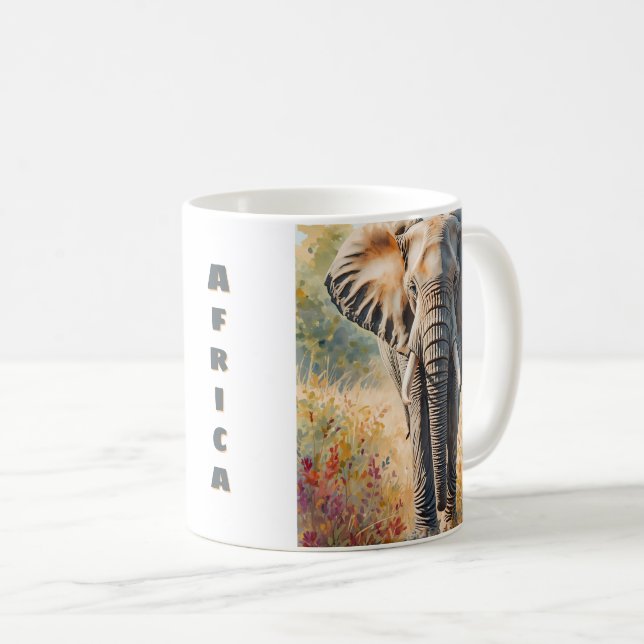 Caneca De Café Cenário Retro do Elefante Africano (Frente Esquerda)