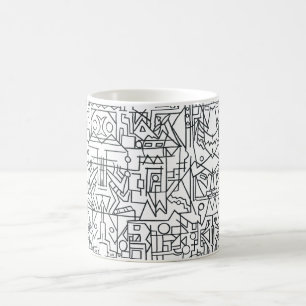 Caneca De Café Cenário urbano - Geométrico moderno preto e branco