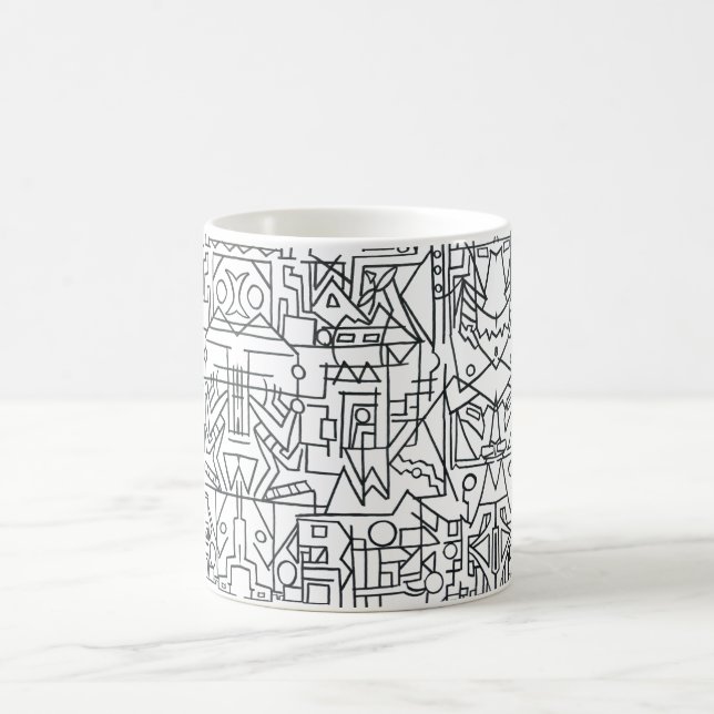 Caneca De Café Cenário urbano - Geométrico moderno preto e branco (Centro)