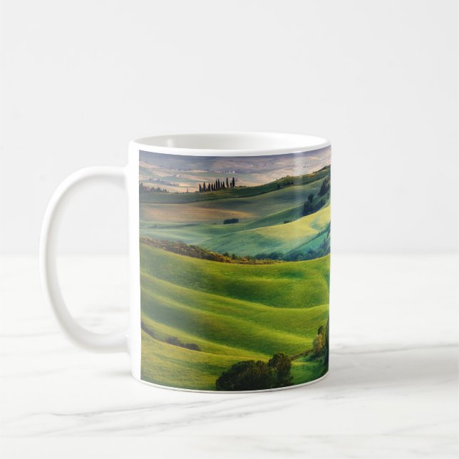 Caneca De Café Cenário Verde: Serenidade Pintada Clara (Esquerda)