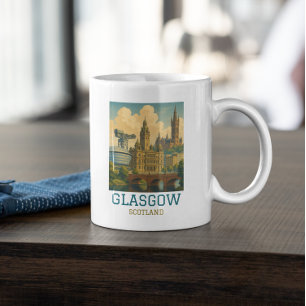 Caneca De Café Cenas Retro de Glasgow Escócia Paisagem Urbana Via