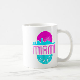 Caneca De Café Cenas urbanas vintage de Miami Flórida Basquete re