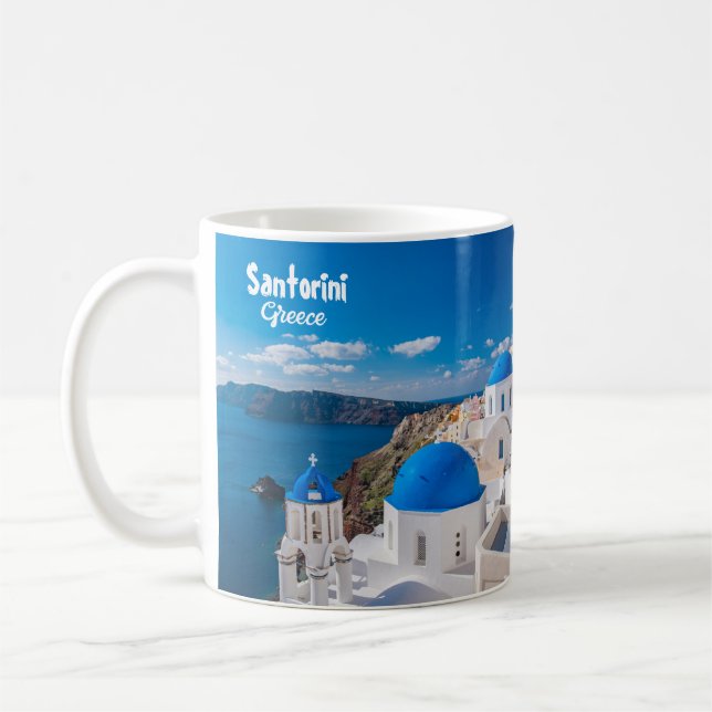 Caneca de Café Cênica de Santorini Grécia Presente (Esquerda)