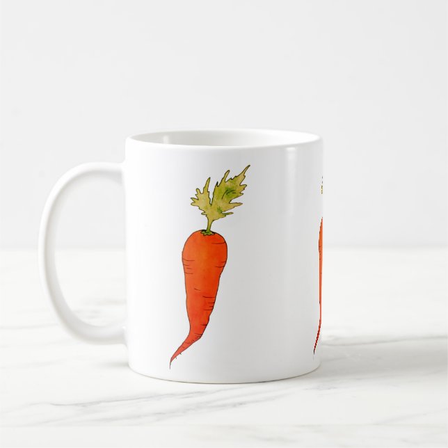 Caneca De Café Cenoura Alegre em Aquarela (Esquerda)