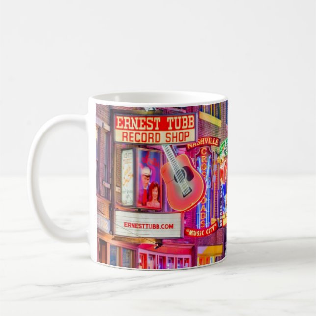 Caneca De Café Centro da Broadway Street Nashville Tennessee (Esquerda)