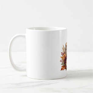Caneca De Café Centro de Mesa Floral de Vela Outonal Rústico