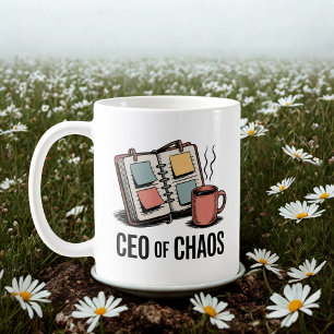Caneca De Café CEO do Caos   Humor de Multitarefa Materna  