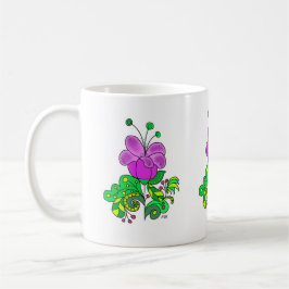 Caneca De Café Ceramic Mug Whimsical Purple Flower