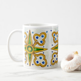 Caneca De Café Ceramic mug with traditional Sicilian tile design