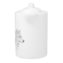 Caneca de Café Cerâmica Cabeça de Lobo Geométrica 