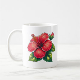 Caneca De Café Cerâmica clássica de flores do hibisco