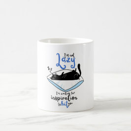 Caneca de Café Cerâmica com Gato Preto Preguiçoso 