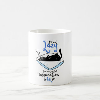 Caneca de Café Cerâmica com Gato Preto Preguiçoso