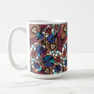 Caneca de Café Cerâmica com Padrão Mosaico Colorid