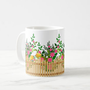 Caneca De Café Cerca Rosa Rosa Rosa Rosa-Rosa - Cerca Floral Eleg