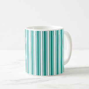 Caneca De Café Cerceta e listras brancas dos doces