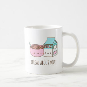 Caneca De Café Cereal e Leite Fofo Sério Sobre Você Trocadilho