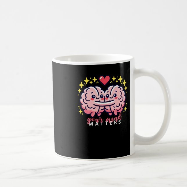 Caneca De Café Cérebro Bonito Com Vinheta Cardíaca (Direita)