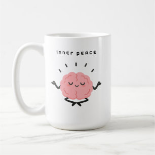 Caneca De Café Cérebro Meditando Fofo & Paz Interior Minimalista