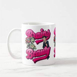 Caneca De Café Cérebros e Beleza - Design de Humor Zombie