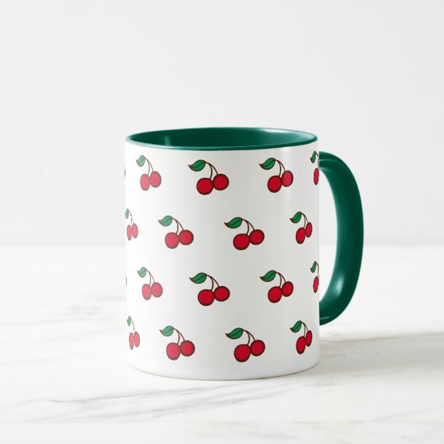 Caneca de Café Cereja Clássica (Frente Esquerda)