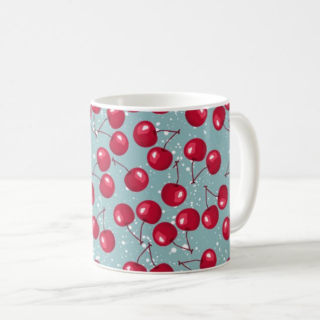 Caneca De Café Cereja de inverno. (Frente Esquerda)