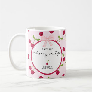 Caneca De Café Cereja Em Cima do Chuveiro de Bebê Coquette Rosa F