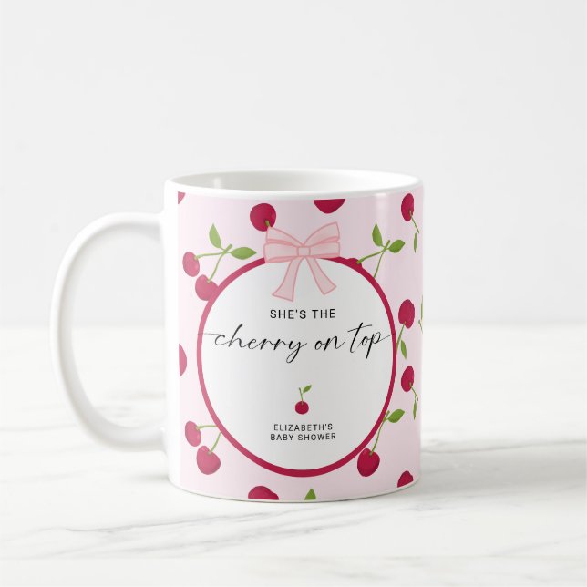 Caneca De Café Cereja Em Cima do Chuveiro de Bebê Coquette Rosa F (Esquerda)