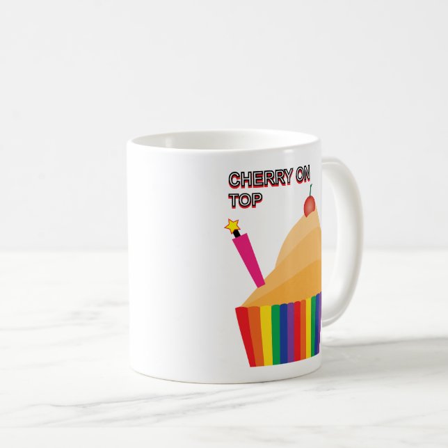 Caneca De Café Cereja no Topo 02 (Frente Esquerda)
