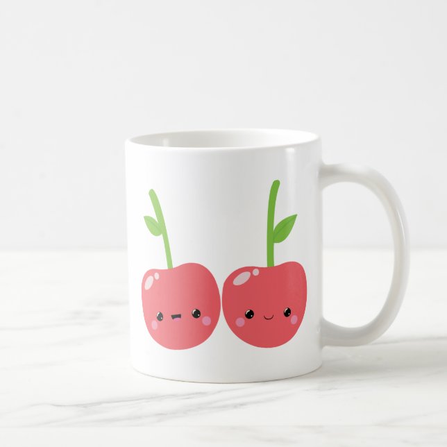 Caneca De Café Cerejas bonitos suculentas de Kawaii (Direita)