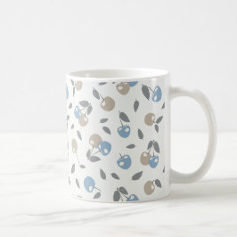 Caneca De Café Cerejas da Praia Boho - padrão de frutas azul bege