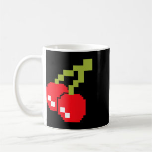 Caneca De Café Cerejas Pixel Fantasia de Videogame dos Anos 80 Fá