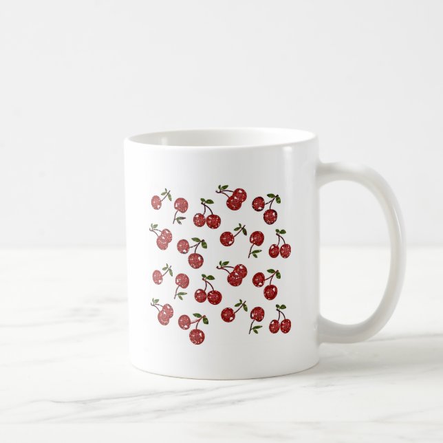 Caneca De Café Cerejas Rochabilmente Muito Cerejeiras Em Branco (Direita)