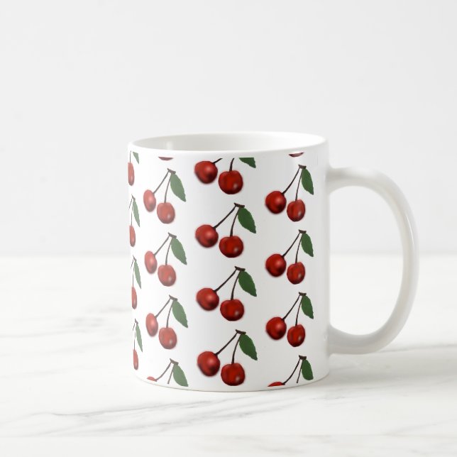 Caneca De Café Cerejas vermelhas brilhantes (Direita)