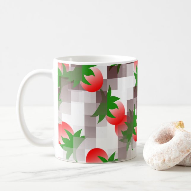 Caneca De Café Cerejas Vermelhas Fofas (Com Donut)