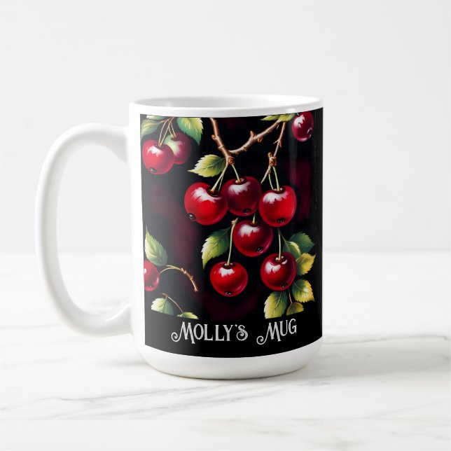 Caneca De Café Cerejas Vermelhas Retro (Esquerda)