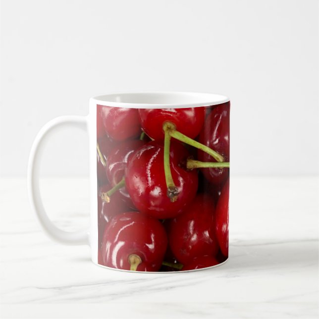 Caneca De Café Cerejas Vermelhas Suculentas (Esquerda)