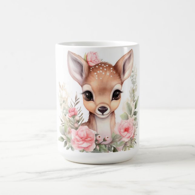 Caneca De Café Cerf fleurs aquarelle sublimation (Centro)