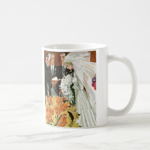 Caneca De Café Cerimônia de Casamento Antigo com Noiva e Noivo