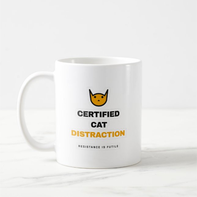 Caneca De Café Certified Cat Distraction Funny Cat Mug (Esquerda)