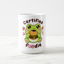 Caneca De Café Certified Foodie Cute Kawaii Sapo Comendo Hambúrgu