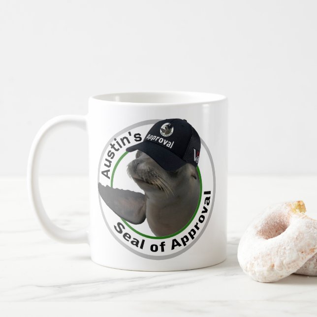Caneca De Café Certified Seal of Approval | Deadpan Seal Custom (Com Donut)